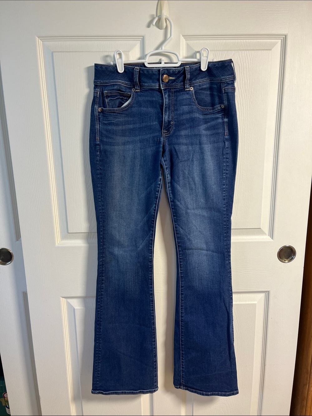 American Eagle Outfitters Kick Boot Super Stretch Women's Dark Blue Flare Jeans